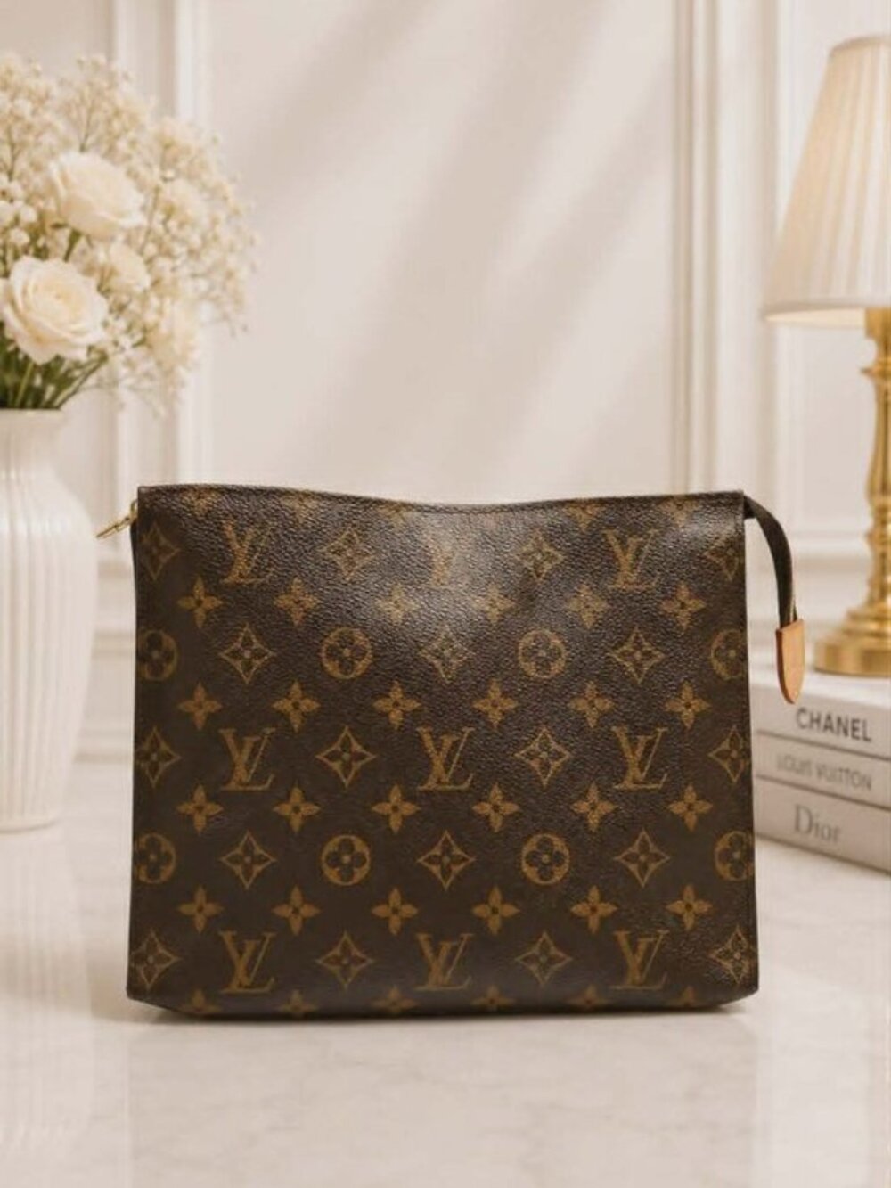 Authentic Louis Vuitton Poche Toilette 26 Monogram Cosmetic Clutch Pouch